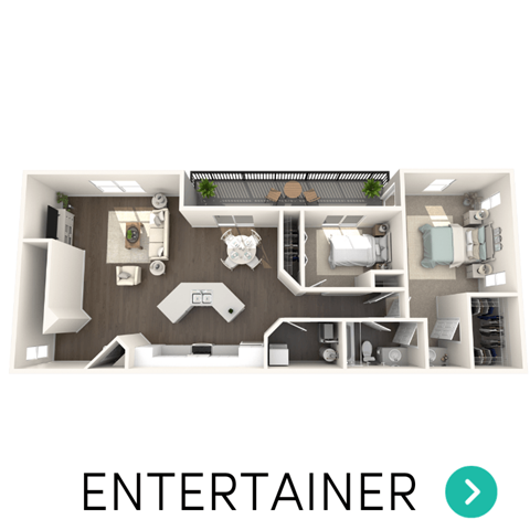 Floor plan for 2 beds, 1 bath, 1235 sqft
